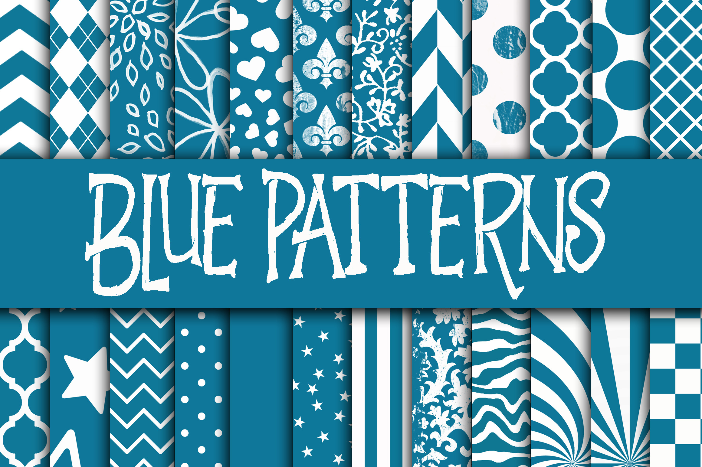 Blue Patterns Digital Paper: 24 Versatile, High-Resolution Designs for Creative Projects