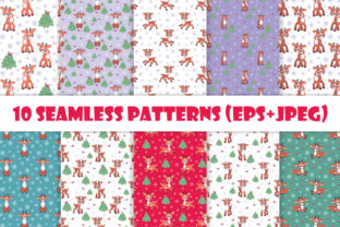 Cute Fawn. Set of Seamless Patterns
