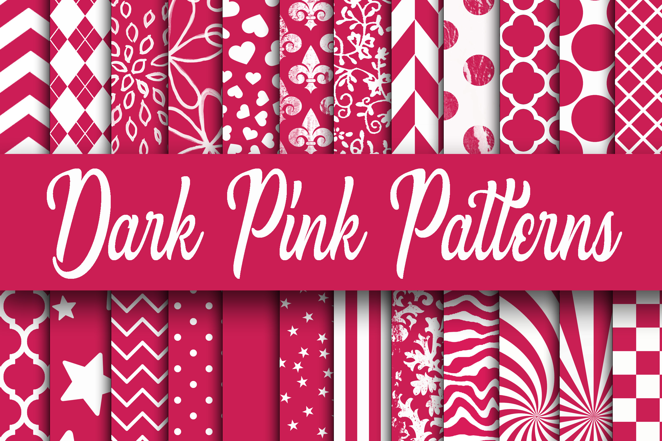 Dark Pink Patterns Digital Paper