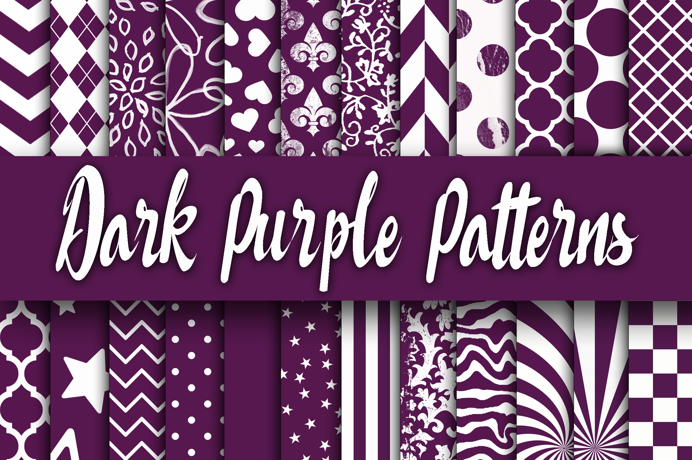 Dark Purple Patterns Digital Paper