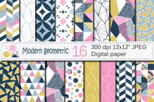 Seamless Modern Geometric Digital Paper Geometric Patterns Modern Backgrounds – Pink Blue Gold