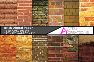 Set with 12 Brick Patterns Digital Papers