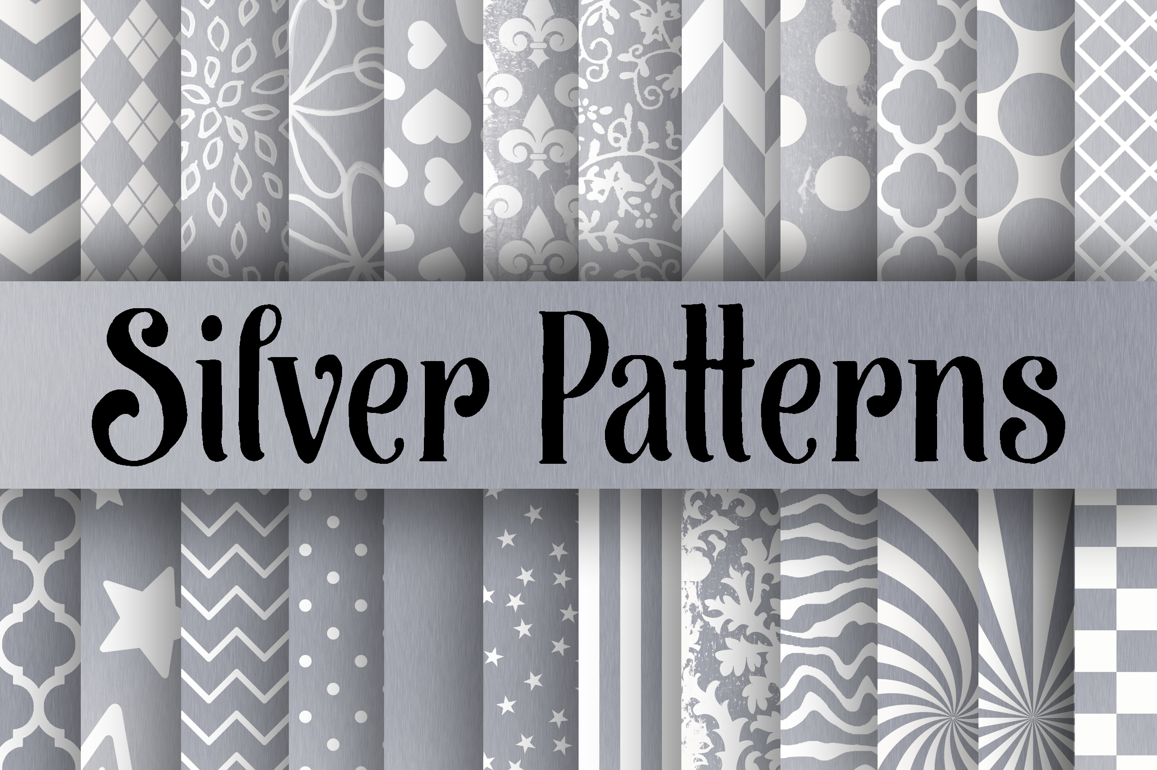 Silver Patterns Digital Paper