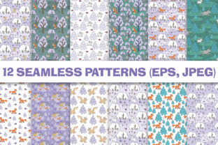 Woodland Animals Christmas Seamless Patterns